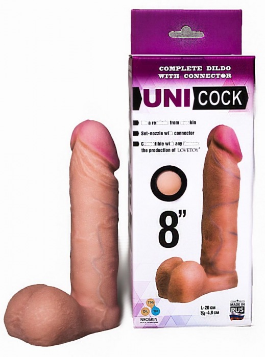 Фаллическая насадка для страпона UNICOCK 8  - 20 см. - LOVETOY (А-Полимер) - купить с доставкой в Северске