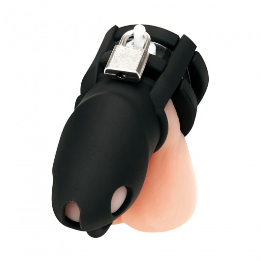 Черная клетка для пениса Silicone Small 2 in Cock Cage With Ball Divider - BlueLine - купить с доставкой в Северске