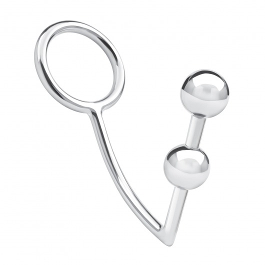 Кольцо на пенис с анальным стимулятором Two Bead Stainless Steel Anal Hook   Cock Ring - BlueLine - в Северске купить с доставкой