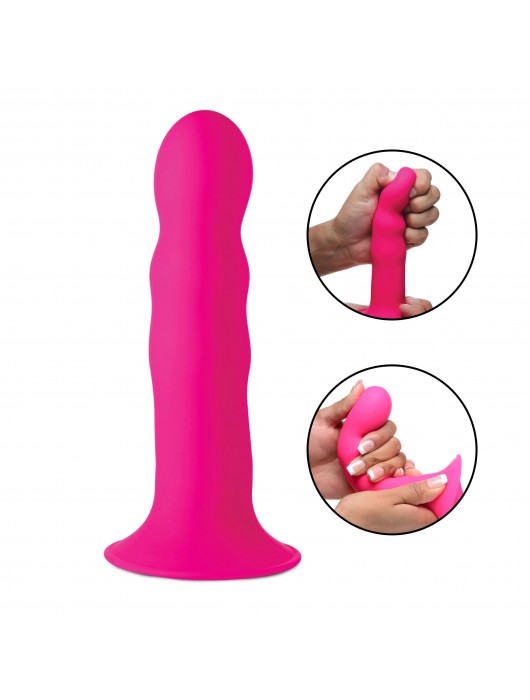 Розовый гибкий фаллоимитатор Squeeze-It Wavy Dildo - 18,3 см. - XR Brands