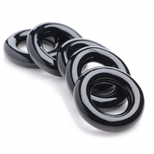 Комплект из 5 черных эрекционных колец для мошонки Ring Master Custom Ball Stretcher Kit - XR Brands - в Северске купить с доставкой
