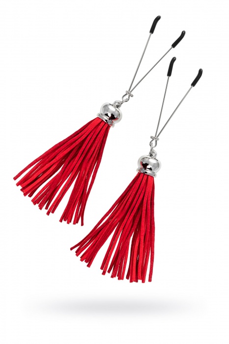 Зажимы на соски «Вилки» с красными кисточками из замши - Pecado - купить с доставкой в Северске