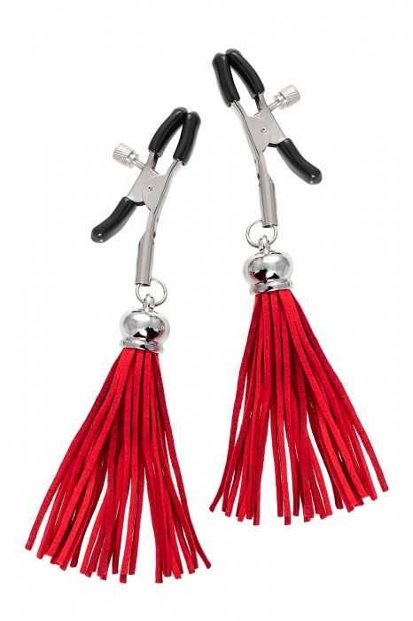 Зажимы на соски «Прищепки» с красными кисточками из замши - Pecado - купить с доставкой в Северске