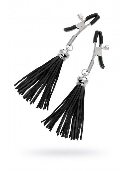 Зажимы на соски «Прищепки» с черными кисточками из замши - Pecado - купить с доставкой в Северске