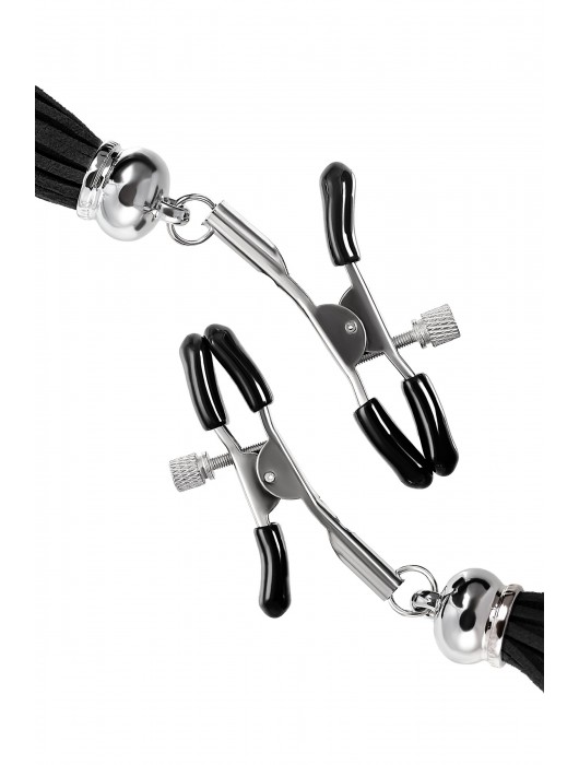 Зажимы на соски «Прищепки» с черными кисточками из замши - Pecado - купить с доставкой в Северске