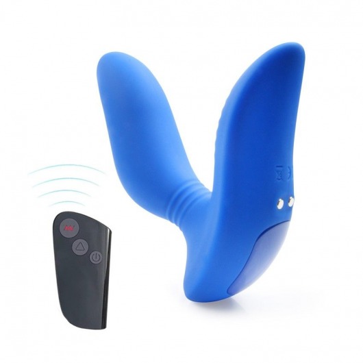 Синий вибромассажер простаты 3,5’’ Remote Control Curve P-spot Massager - 12 см. - Erokay - в Северске купить с доставкой