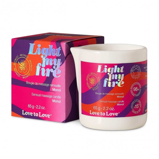 Массажная свеча Light My Fire с ароматом моной - 80 мл. - Love to Love - купить с доставкой в Северске