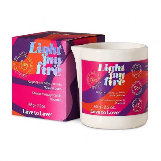 Массажная свеча Light My Fire Coconut с ароматом кокоса - 65 гр. - Love to Love - купить с доставкой в Северске