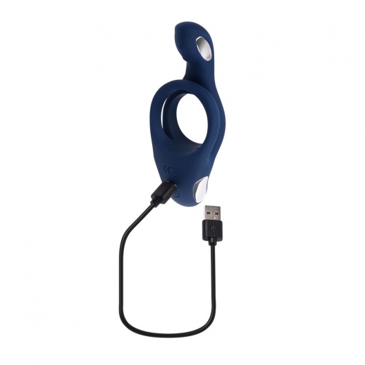 Синее эрекционное виброкольцо с двойным подхватом мошонки Ring Around The Rosy - Zero Tolerance - в Северске купить с доставкой