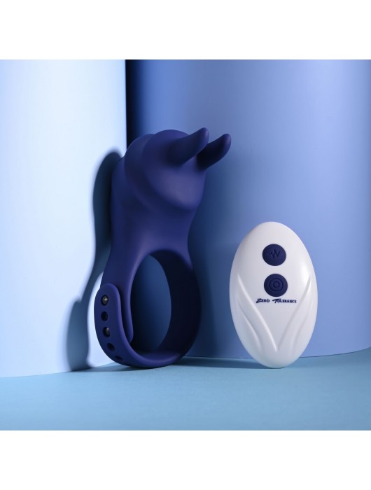 Синее эрекционное виброкольцо с клиторальной подушечкой и пультом ДУ Adjustable Fun Ring - Zero Tolerance - в Северске купить с доставкой