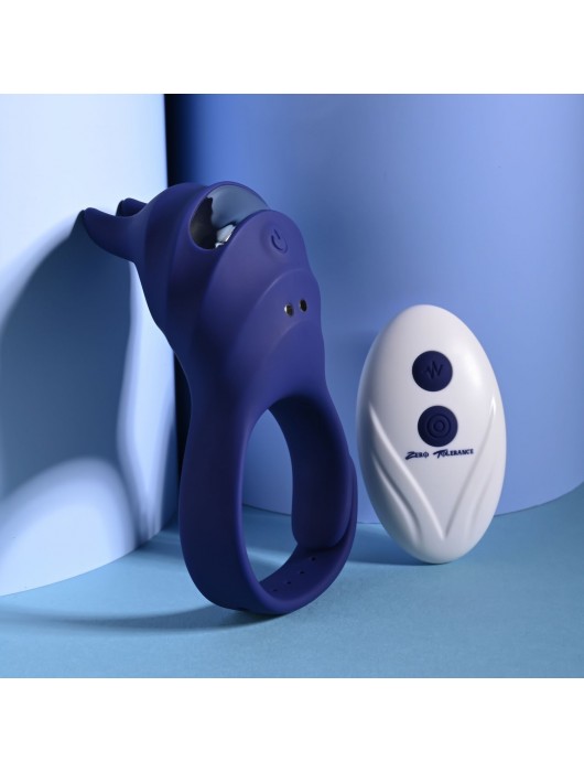Синее эрекционное виброкольцо с клиторальной подушечкой и пультом ДУ Adjustable Fun Ring - Zero Tolerance - в Северске купить с доставкой