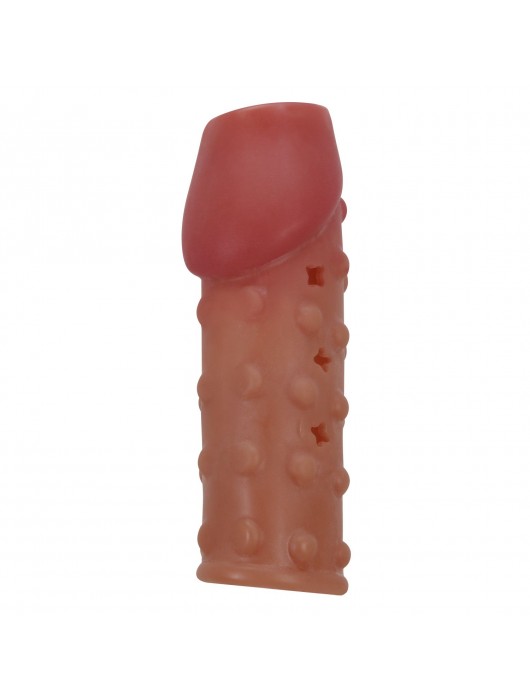 Телесная открытая насадка на пенис с бугорками - 19,8 см. - Baile - в Северске купить с доставкой