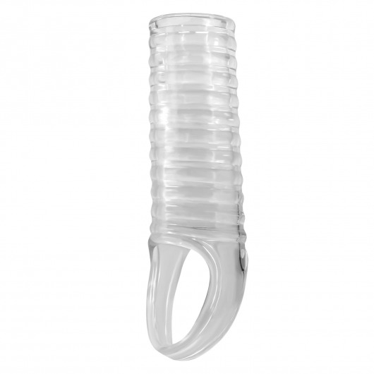 Прозрачная насадка на пенис с ребрышками и подхватом мошонки - Baile - в Северске купить с доставкой