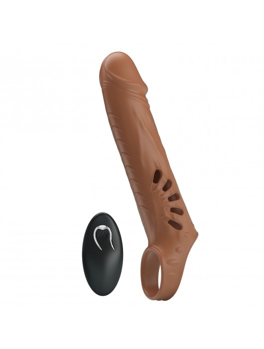 Коричневая вибронасадка с подхватом мошонки и пультом ДУ - Baile - в Северске купить с доставкой