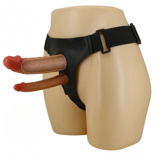 Темно-бежевый фаллопротез для двойного проникновения - 17,5 см. - Baile - купить с доставкой в Северске