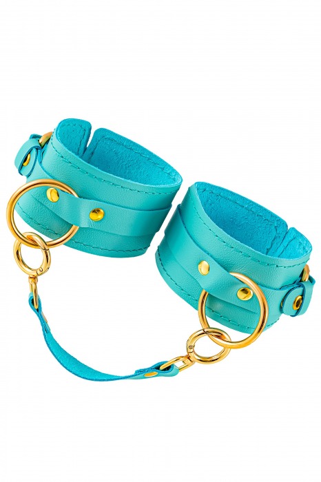 Голубые однослойные кожаные оковы - Pecado - купить с доставкой в Северске