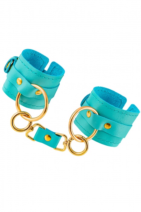 Голубые однослойные кожаные наручники - Pecado - купить с доставкой в Северске