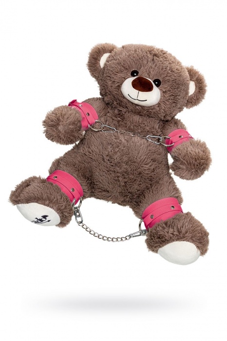 Бондажный набор: бурый мишка с розовыми оковами и наручниками - Pecado - купить с доставкой в Северске