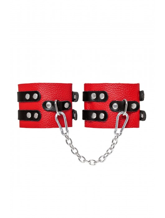Красно-черные мягкие оковы с двумя ремешками с люверсами - Pecado - купить с доставкой в Северске
