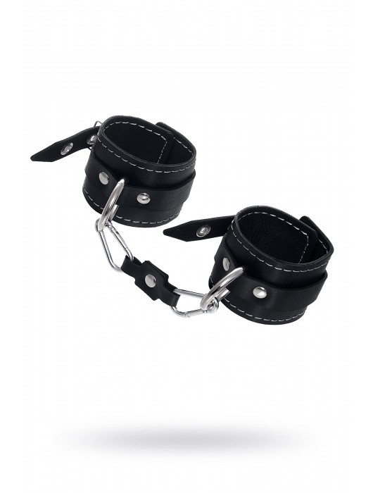 Черные двухслойные наручники с белой строчкой - Pecado - купить с доставкой в Северске