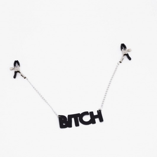 Зажимы на соски с кожаной подвеской Bitch - Crazy Handmade - купить с доставкой в Северске