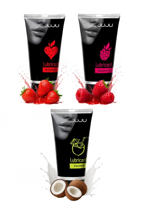 Набор из 3 съедобных лубрикантов JUJU (клубника, малина, кокос) - JuJu - купить с доставкой в Северске