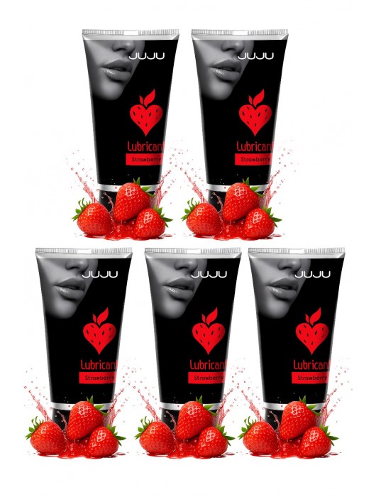 Набор из 5 съедобных лубрикантов JUJU со вкусом клубники - JuJu - купить с доставкой в Северске