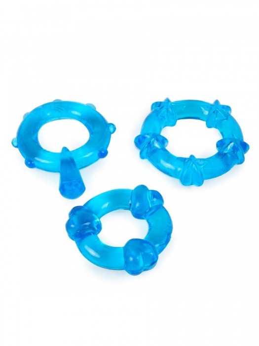 Набор из 3 синих эрекционных колец с различным рельефом - Erowoman-Eroman - в Северске купить с доставкой