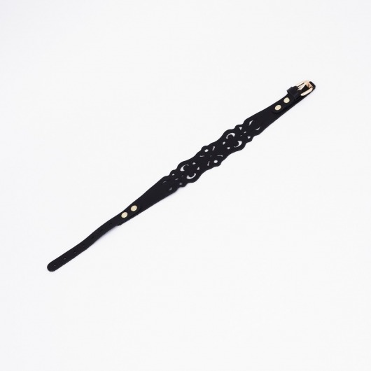 Черный ажурный чокер с золотистой фурнитурой - Crazy Handmade - купить с доставкой в Северске