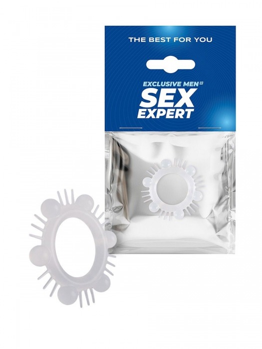 Эластичное эрекционное кольцо с шипиками и шариками - Sex Expert - в Северске купить с доставкой