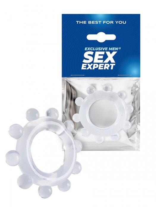 Прозрачное эрекционное кольцо со стимулирующими шариками - Sex Expert - в Северске купить с доставкой