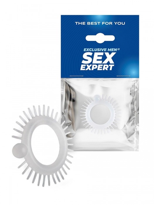 Эластичное эрекционное кольцо с шипиками и шариком - Sex Expert - в Северске купить с доставкой