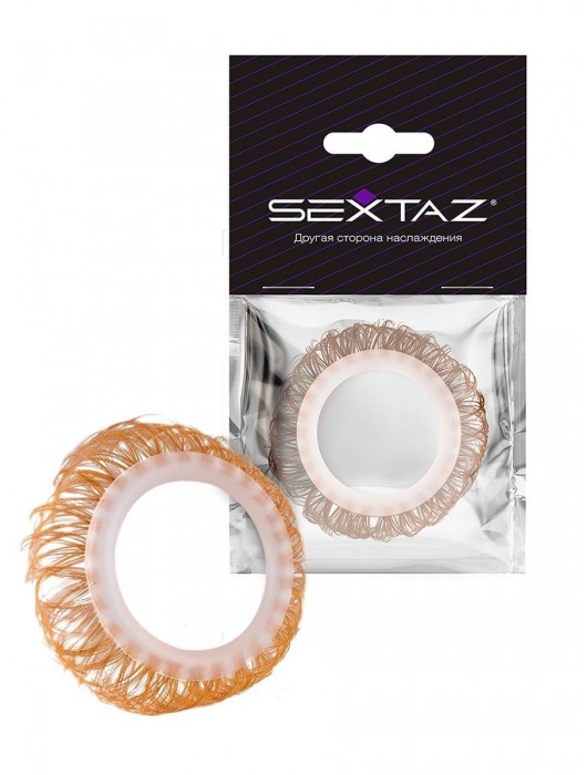 Эрекционное кольцо с бежевыми «ресничками» - Sextaz - в Северске купить с доставкой