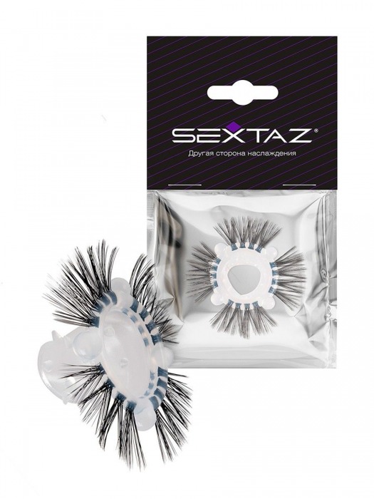 Эластичное эрекционное кольцо с черными «ресничками» - Sextaz - в Северске купить с доставкой
