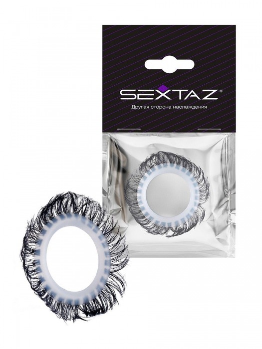 Эластичное эрекционное колечко с черными «ресничками» - Sextaz - в Северске купить с доставкой