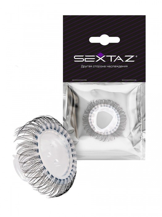 Эластичное эрекционное кольцо с длинными черными «ресничками» - Sextaz - в Северске купить с доставкой