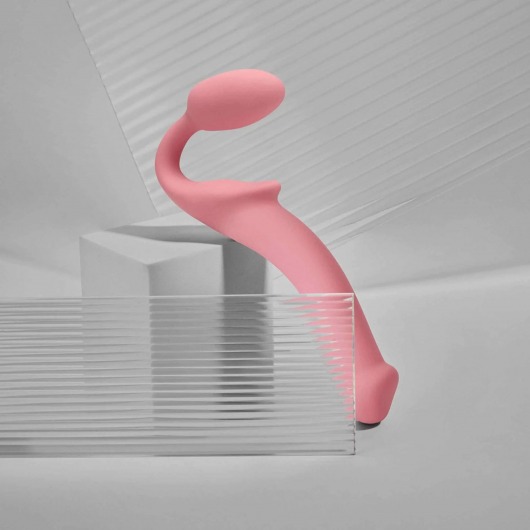 Розовый безремневой страпон Strap-on-me Semi-Realistic Bendable Strap-On size XL - Strap-on-me - купить с доставкой в Северске