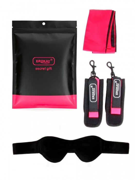 Черно-розовый эротический набор: маска, наручники и повязка - Erokay - купить с доставкой в Северске
