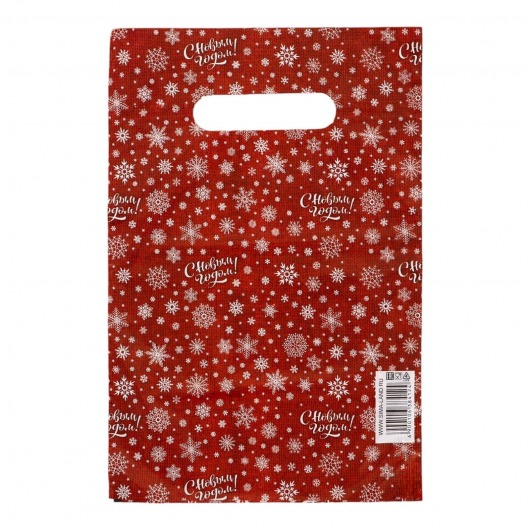 Красный подарочный новогодний пакет с вырубной ручкой (20х30 см) - Сима-Ленд - купить с доставкой в Северске