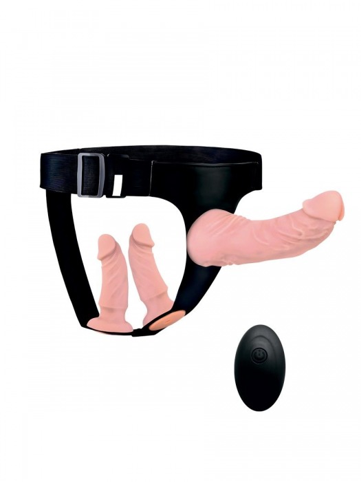 Женский страпон с 3 насадками и вибрацией - Erowoman-Eroman - купить с доставкой в Северске