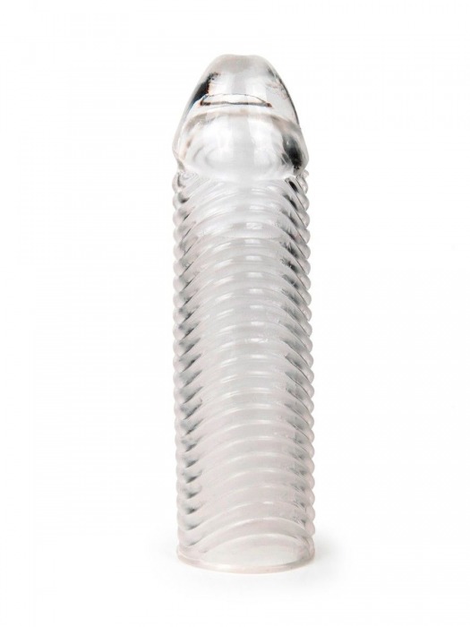 Прозрачная закрытая насадка на пенис с ребрышками - 16 см. - Sex Expert - в Северске купить с доставкой