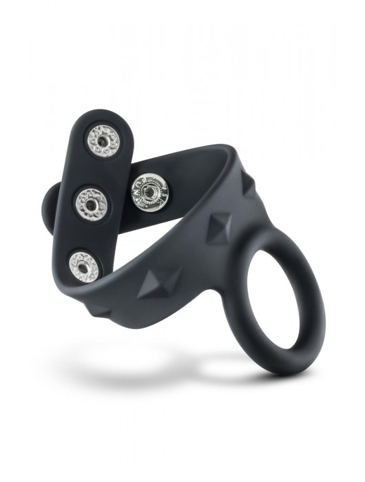 Черное эрекционное кольцо с подхватом мошонки на кнопках VS6 - Blush Novelties - в Северске купить с доставкой