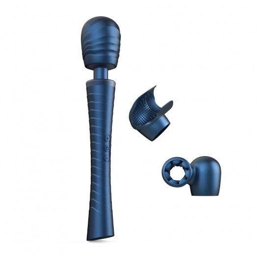 Синий вибромассажёр с насадками Man.wand Edgy - Manwan - в Северске купить с доставкой