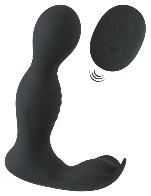 Черная анальная пробка с вибрацией, вращением и пультом ДУ RC Butt Plug with 2 Functions - Orion - в Северске купить с доставкой