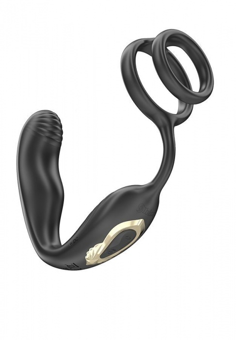 Черная анальная пробка с вращением и эрекционными кольцами - Ibiza - в Северске купить с доставкой