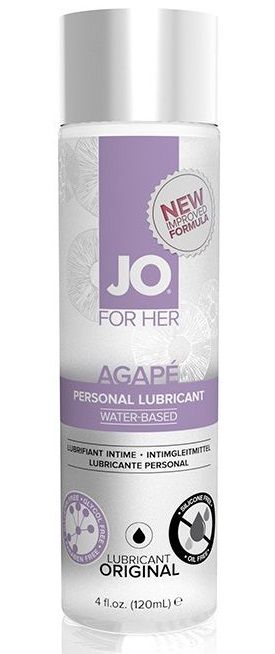 Женский лубрикант на водной основе JO AGAPE LUBRICANT ORIGINAL - 120 мл. - System JO - купить с доставкой в Северске