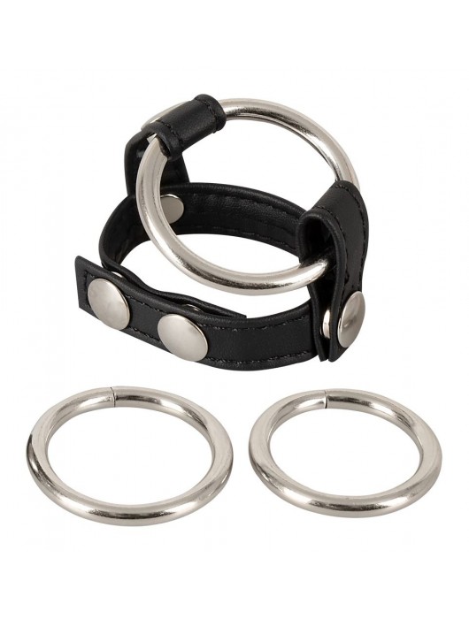 Подхват для мошонки с 3 съемными эрекционными кольцами Leder-Riemen - Orion - в Северске купить с доставкой