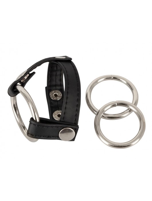 Подхват для мошонки с 3 съемными эрекционными кольцами Leder-Riemen - Orion - в Северске купить с доставкой