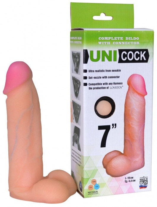 Фаллическая насадка Харнесс UNICOCK 7  - 19 см. - LOVETOY (А-Полимер) - купить с доставкой в Северске