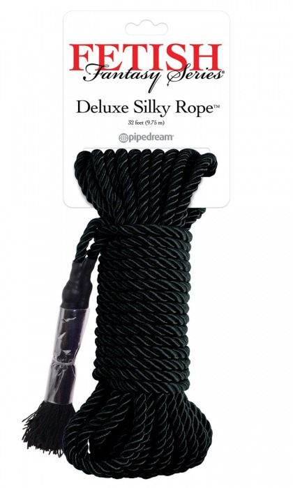 Черная веревка для фиксации Deluxe Silky Rope - 9,75 м. - Pipedream - купить с доставкой в Северске